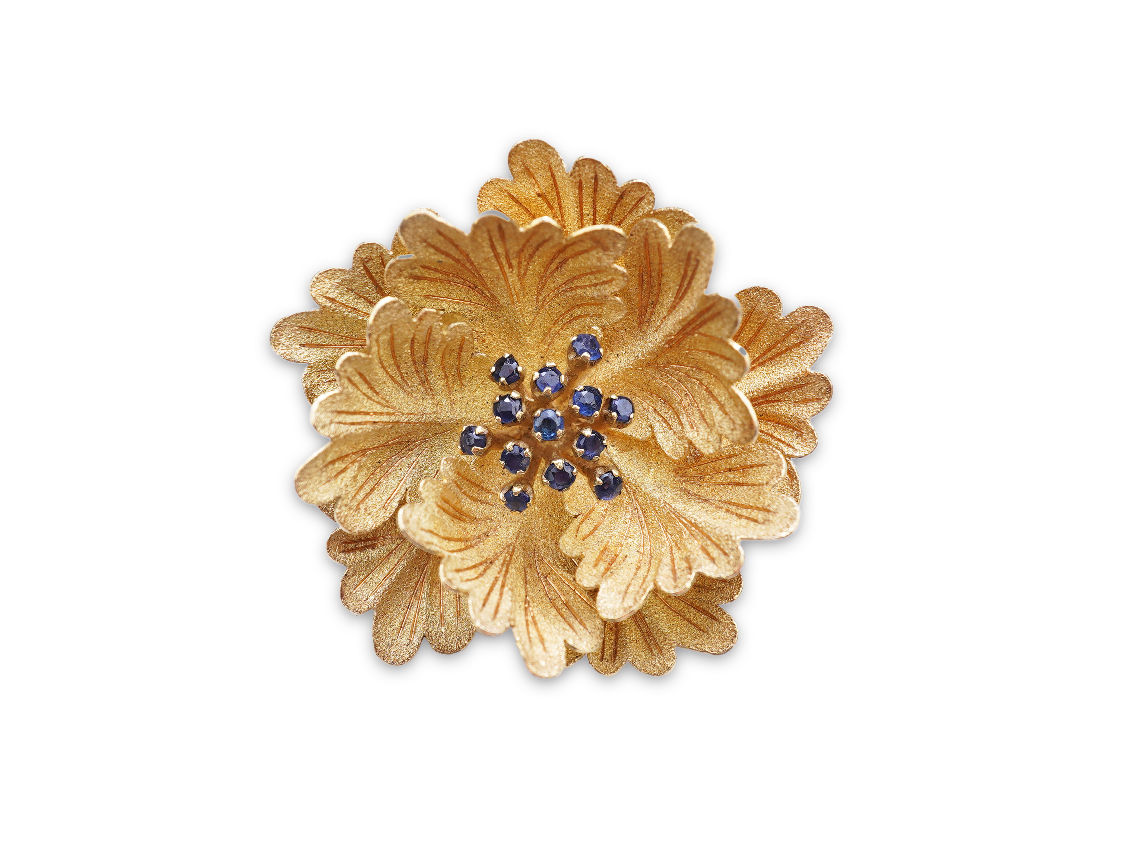 A gold and sapphire brooch, third quarter 20th century